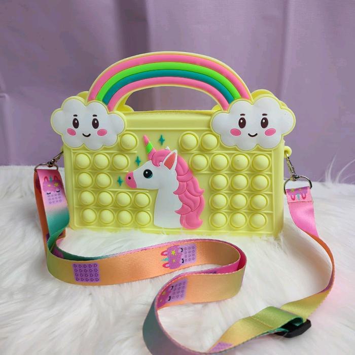 m8v6- Tas Pop It Awan Unicorn Tas Selempang Anak / Aneka Tas Pop It Lucu Murah
