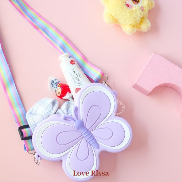 Promo [Rissa] Tas Butterfly Tas Jelly Silikon Mini Cute Jelly Bag Sling Bag Kecil Cantik Tas Anak