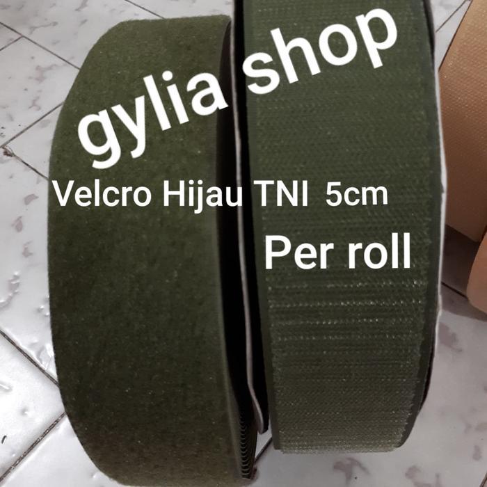 Velcro 5cm / Perekat Jahit / Kain Hijau 5cm / Prepetan 5cm Per roll