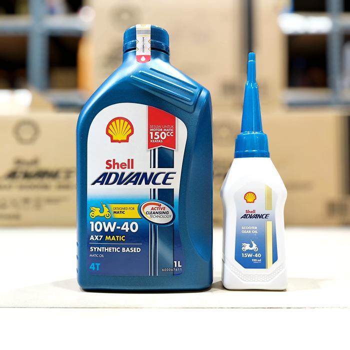 PAKET OLI SHELL AX7 MATIC 1 LITER DAN 1 GARDAN PCX 2018 VARIO 150 NMAX MOTORCYCLE MOTOR