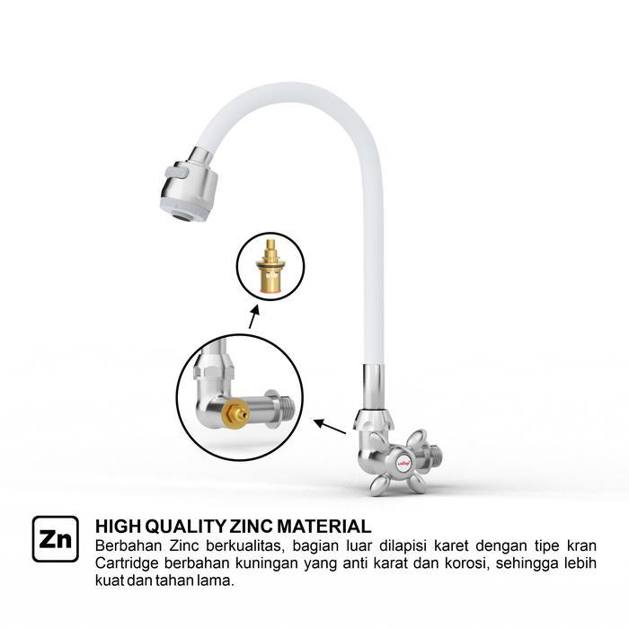 whss- Wellup Keran Kran Air Angsa Dapur Cuci Piring Fleksibel Zinc Wdz3503B