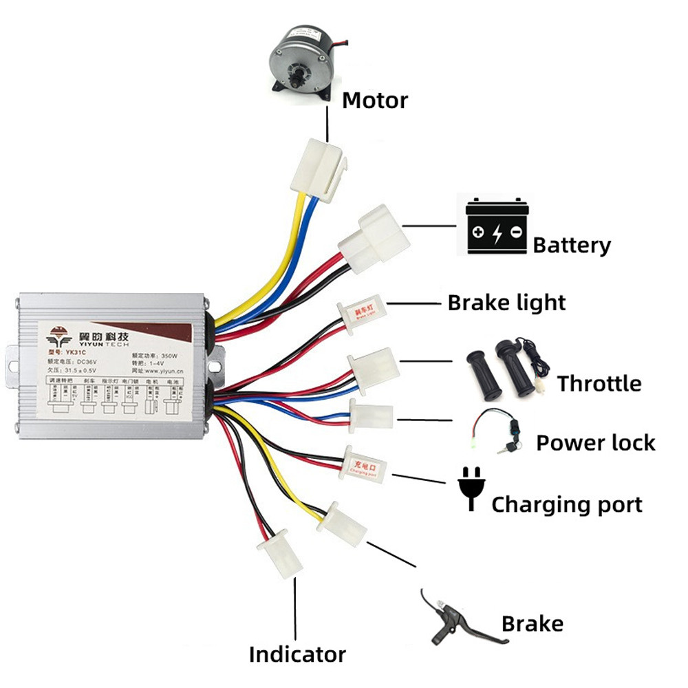 DC Brush Motor Controller For Electric Bicycle Parts 24V/36V/48V Electric Bike Brush Motor