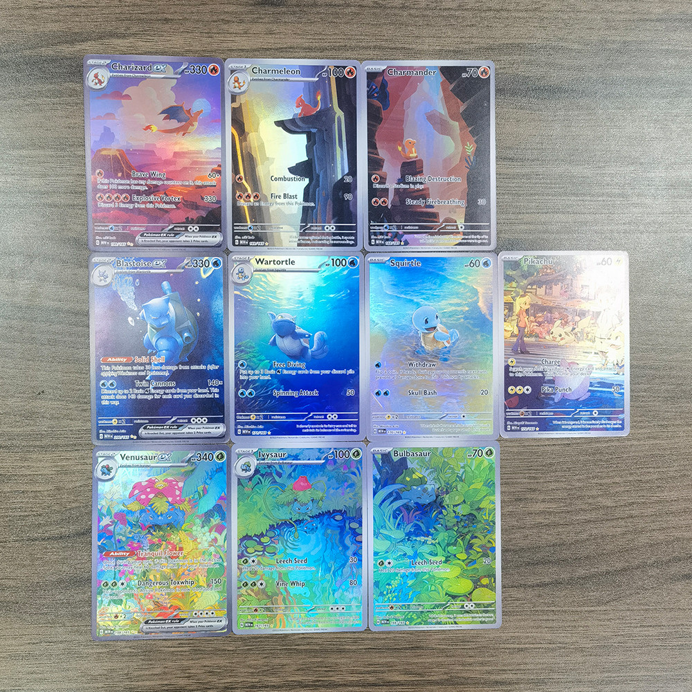 10PCS/set Pocket Monsters Card 151 Series EX Charizard Venusaur Blastoise PTCG SAR Scarlet Violet
