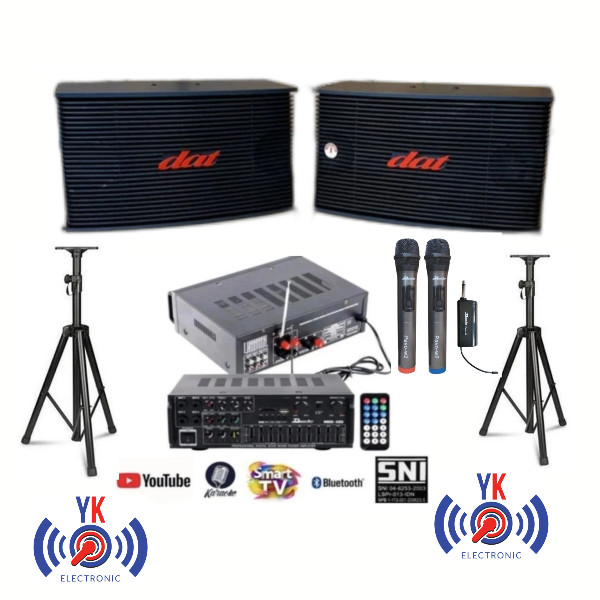 paket karaoke 10 inch speaker dat 2 mic wireless