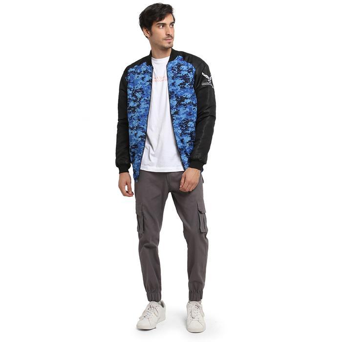 Jaket pria / loreng rib elastis biru JAVA SEVEN JCP 002