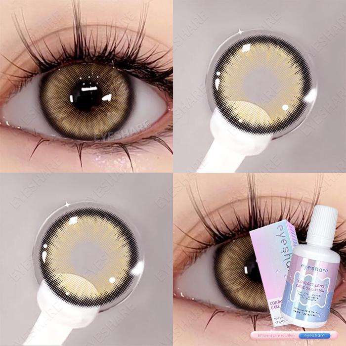 4o78- Eyeshare Diamond Brown 14.5Mm Softlens Natural + Solusi 120Ml (Tahunan)