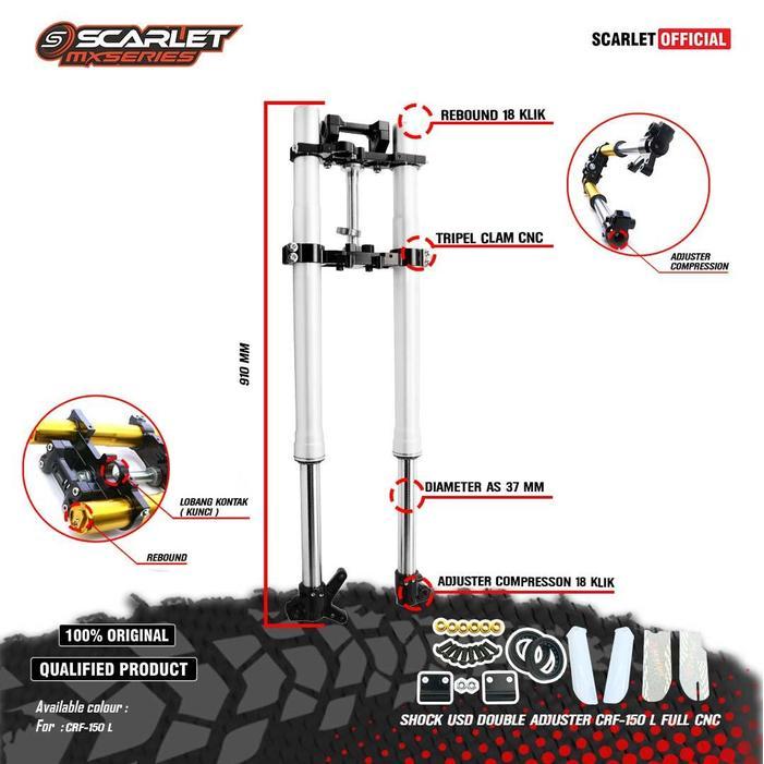 Scarlet Racing - Shock USD Motorcycle Double Adjuster CRF 150 Full CNC