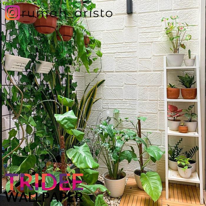 1xch- Wallpaper Foam 3D Motif Batu Hitam Putih 7MmTridee Stone Black White