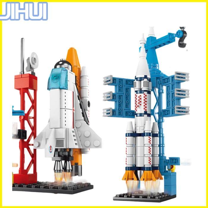 Mainan Anak Laki-laki 500Pcs NASA pesawat ulang-alik Block 3D Puzzle Susun Edukasi Mainan besar