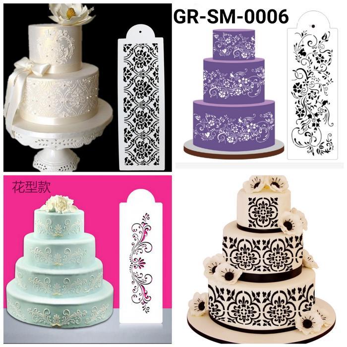 GR-SM-0006 Cake stencil stensil kue motif ukiran batik lace renda