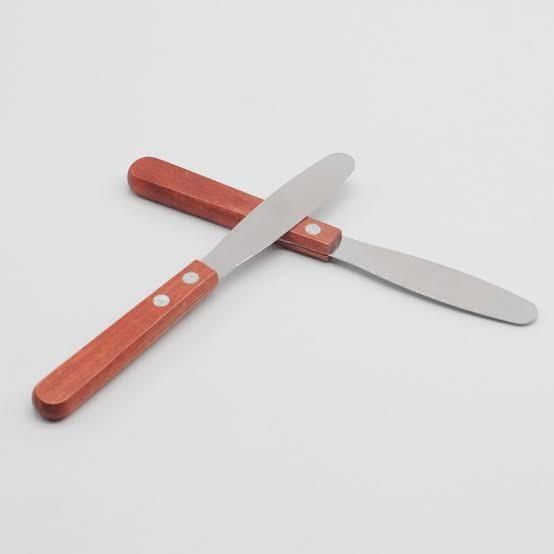 Pisau Potong Pengoles Stainless Polos Gagang Kayu Awet Kuat Murah Tebal Panjang 26CM Oles Olesan Sel