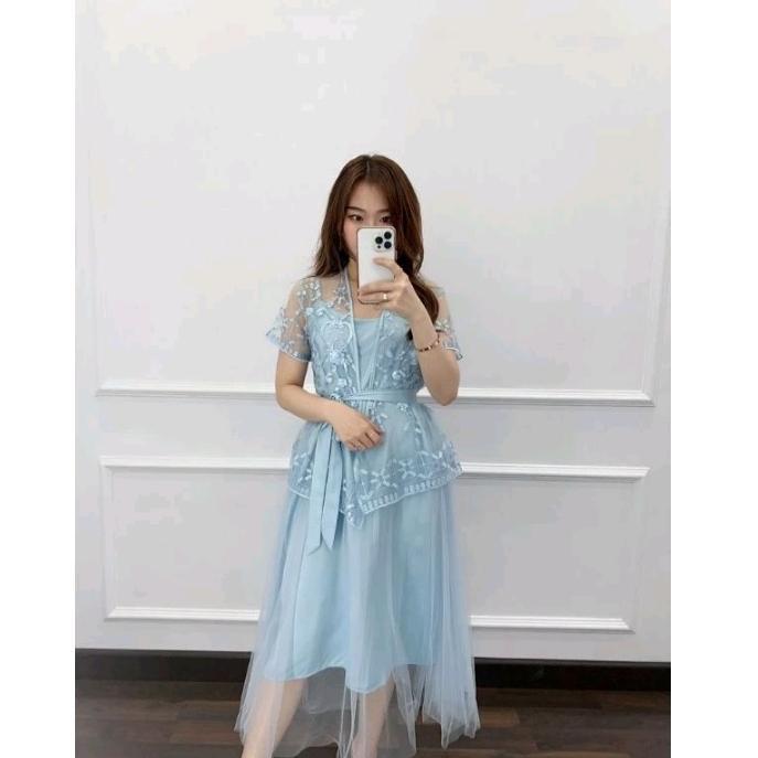 TERMURAH baju pesta gaun kasual dress pesta size M-L-XL biru muda