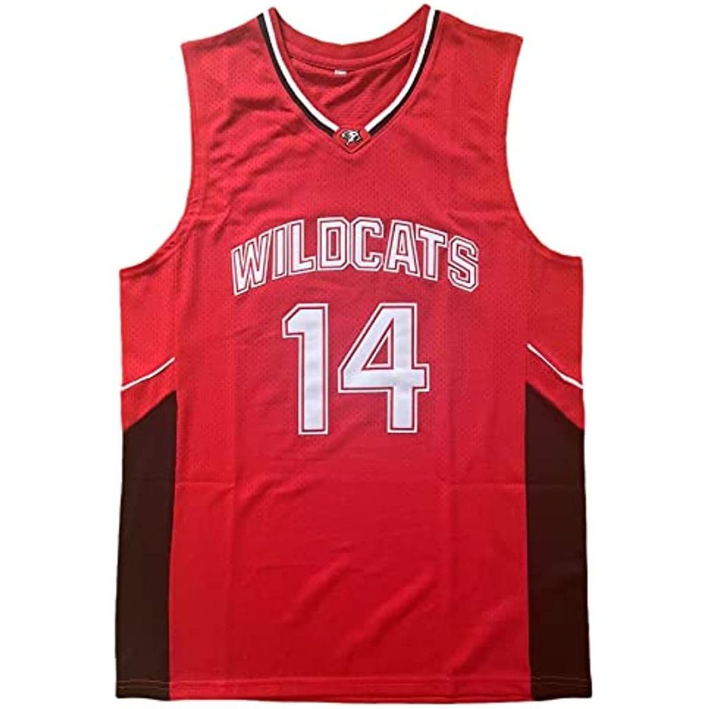 Zac Efron Troy Bolton East High School Wildcats No 14 Red Retro Basketball Jersey Men Stitched