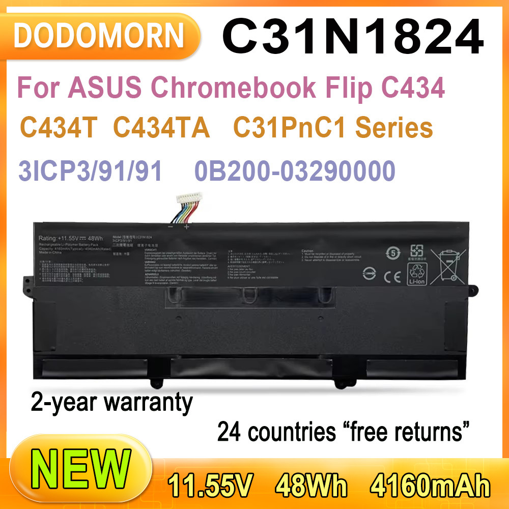 New C31N1824 Laptop Battery For ASUS Chromebook Flip C434 C434T C434TA C31PnC1 C434TA-AI0029 3ICP3/9