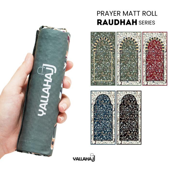 YALLAHAJJ SAJADAH TRAVEL PREMIUM LIPAT/GULUNG MOTIF RAUDHAH BAHAN WATERPROOF LAPIS ANTI SLIP
