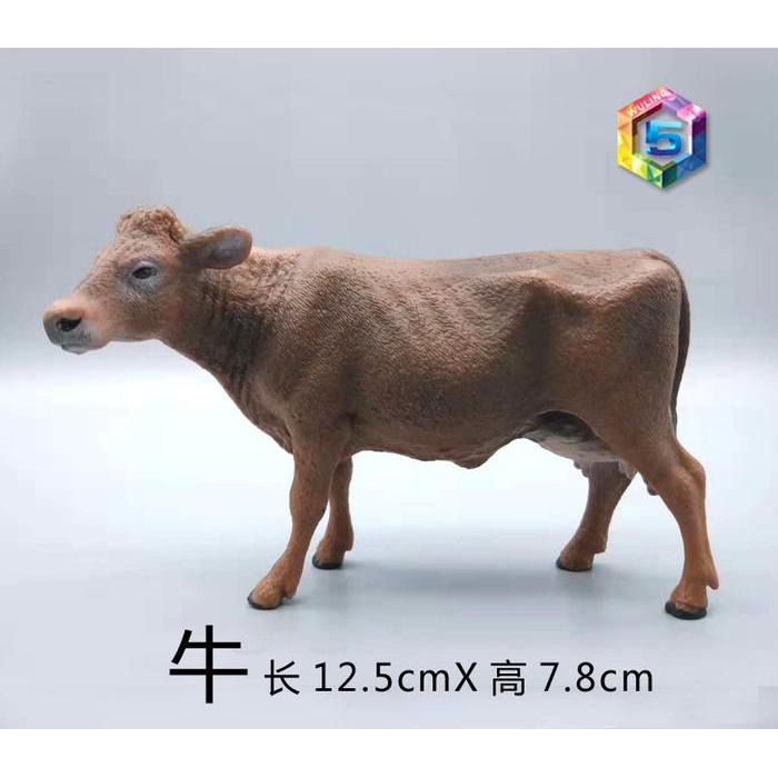 Figur Hewan Kerbau Sapi jantan PVC Miniatur detail rapi panjang 12.5cm
