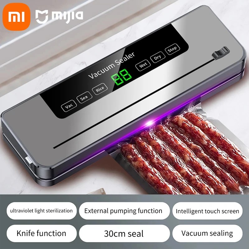 Xiaomi Electric Vacuum Sealer Machine Dry/Wet Food Packaging Vacuum Sealing Bags Food Storage Vacuum