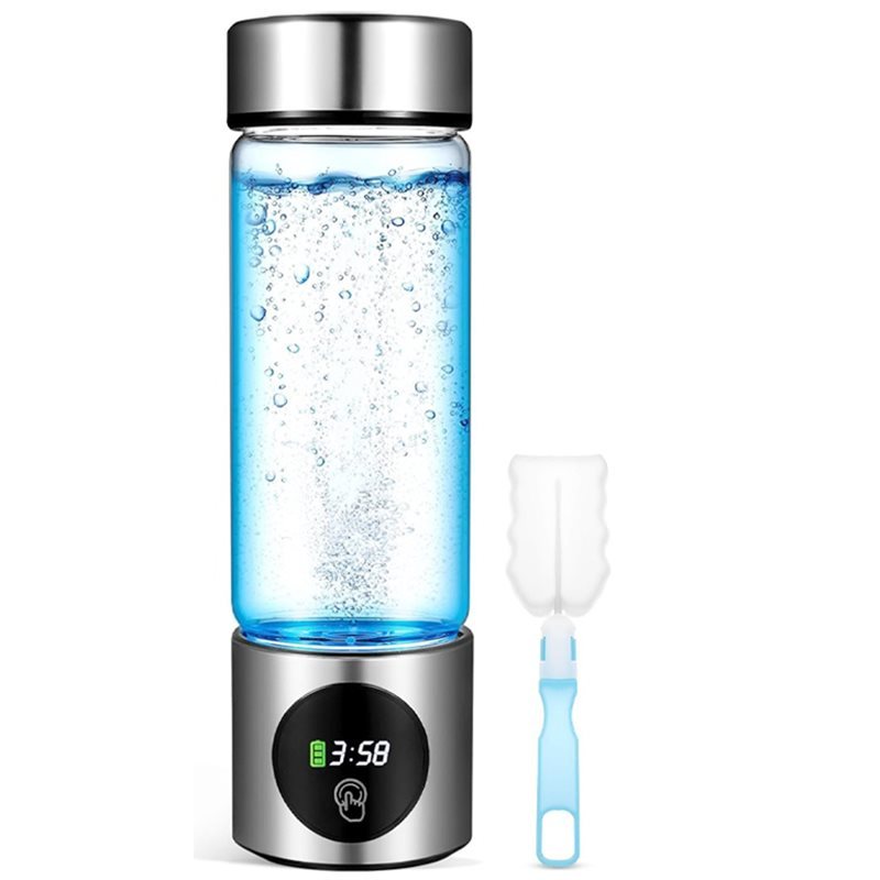 ABKR-Portable Hydrogen Water Generator Bottle SPE+PEM Dual Chamber Lonizer + PPB&Time Display