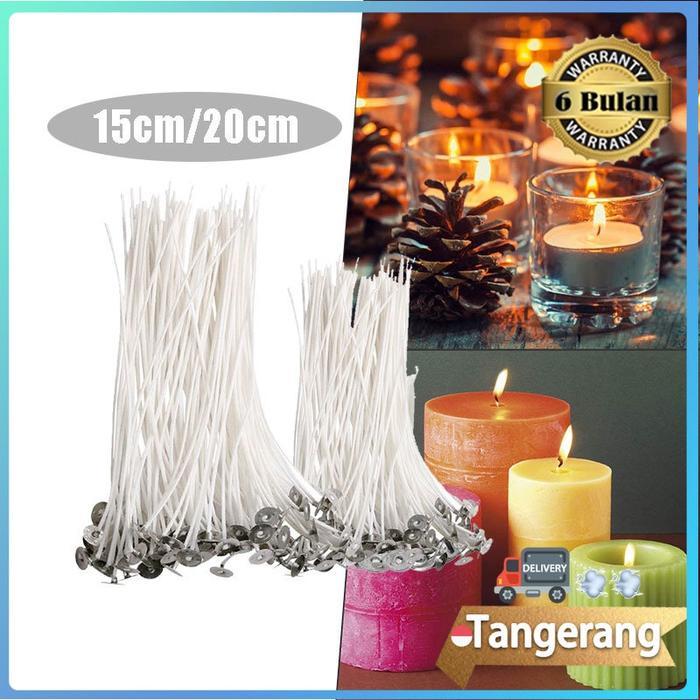 100Pcs 15 / 20cm Sumbu Lilin Bahan Katun Candle Wicks Waxed Cotton Sumbu Lilin Tebal