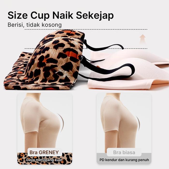 Greney-Bra Cup Coconut 3D Motif Leopard-Mengumpulkan Tanpa Bekas Penopang Tanpa Kawat Nyaman Cup 3D
