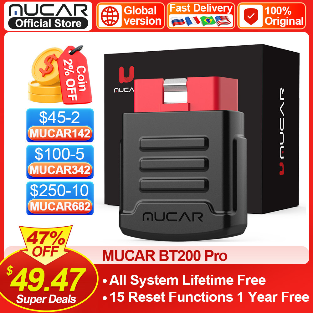 1-10pcs MUCAR BT200/BT200 PRO OBD2 Car Diagnostic Tools Automotive