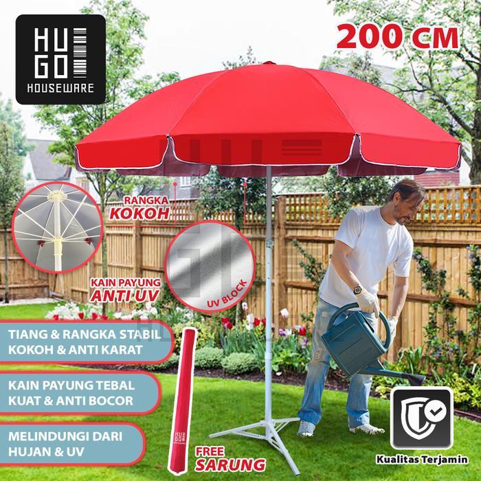 Hugo Payung Jualan 200 Cm Payung Tenda Taman Pantai Cafe Bazar Lapak Dengan Sarung