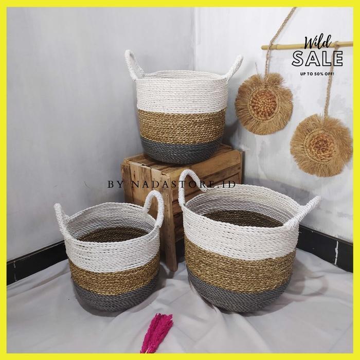 Keranjang Anyaman Seagras Pandan Laut/ Pot Tanaman /Keranjang Anyaman Original