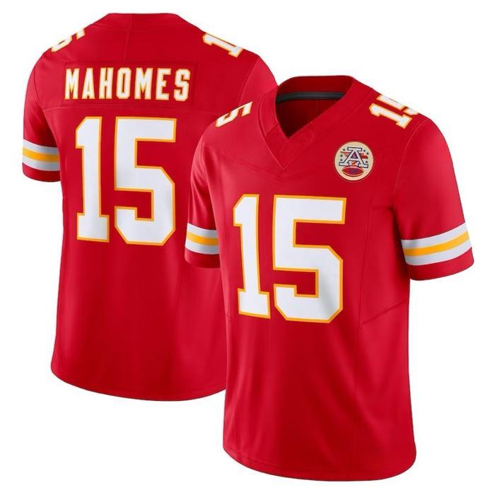JERSEY BAJU RUGBY AMERICAN FOOTBALL KANSAS CITY CHIEFS 15 PATRICK MAHOMES MERAH