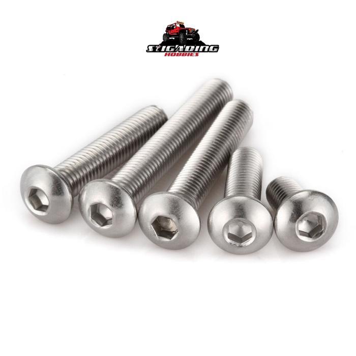 BUTTON HEAD M3 STAINLESS 304 BOLT HEX BAUT L SCREW SEKRUP RC 1/10