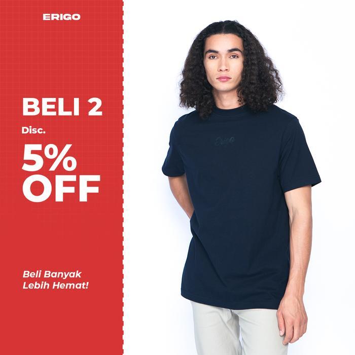PROMO (GGV) ERIGO T-SHIRT BASIC DECKER NAVY - KAOS BASIC BIRU DONGKER PRIA & WANITA DESAIN STYLISH