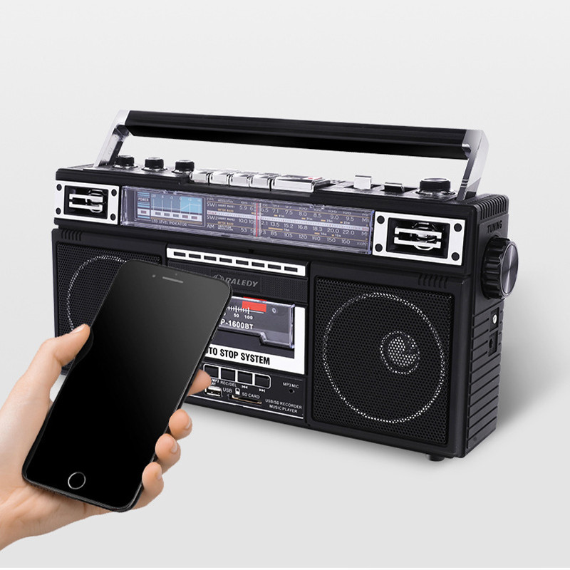 Portable four-band old-fashioned radio MP3 tape player supports Bluetooth USB flash drive SD card mu