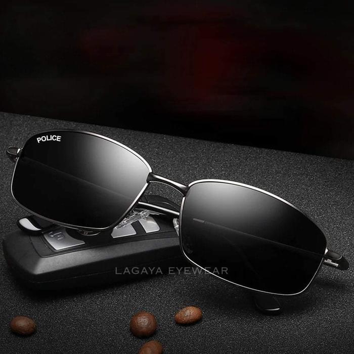 kacamata police hitam full titanium lensa polarized original fullset
