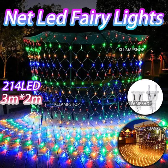 Lampu Hias Jaring Net 3X2 Meter Dekorasi Taman Lampu Natal Jala Jaring