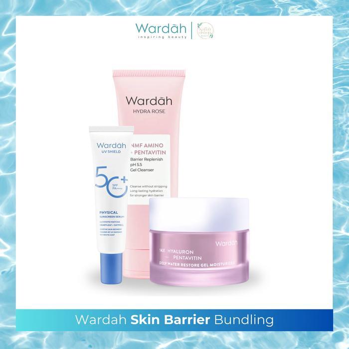 hvs Wardah Paket Bundling 3 Produk Moisturizer + Facial wash + Sunscreen Skincare hemat Mencerahkan