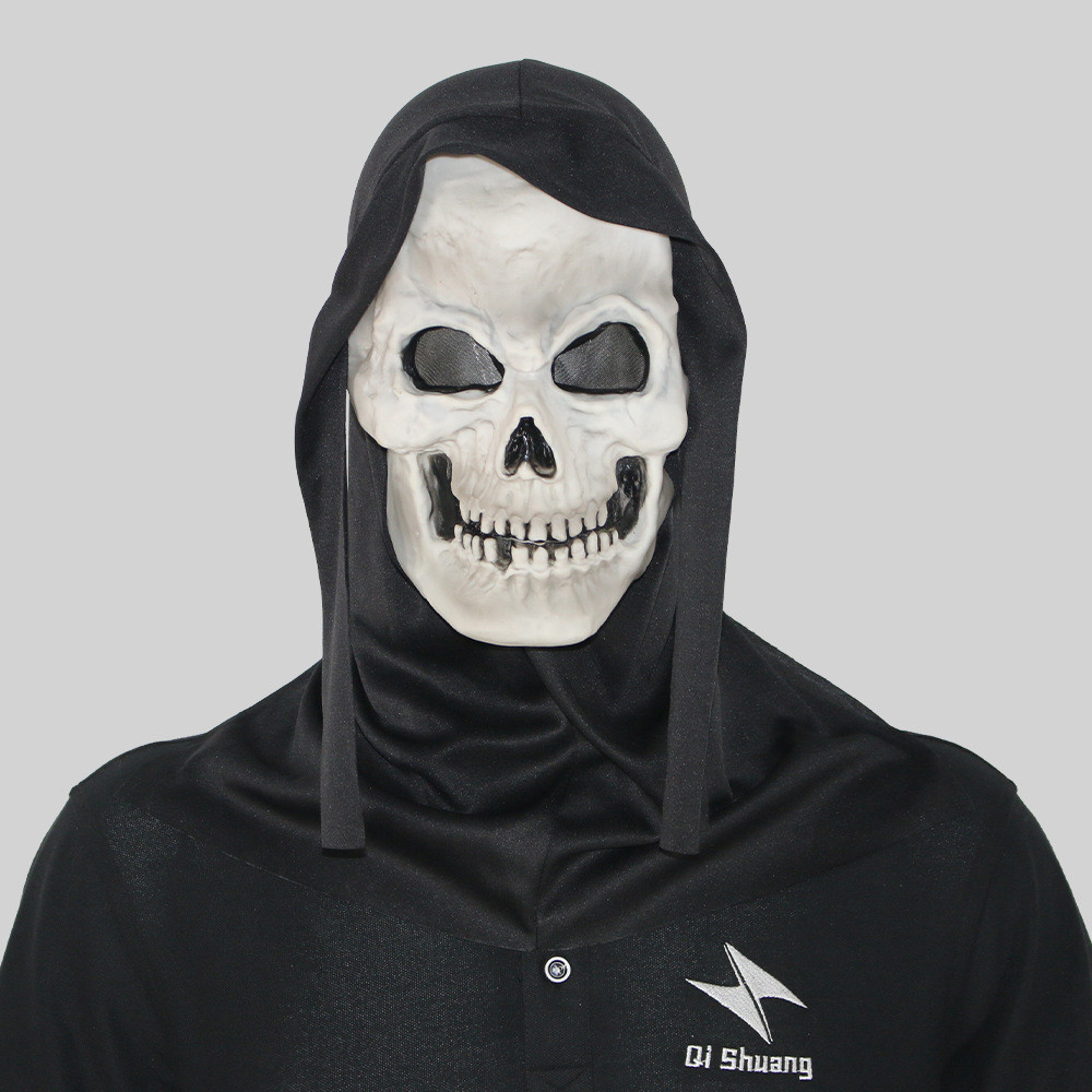 Topeng Tengkorak Putih - Kostum Horor Halloween - Topeng Karet Lucu Seram untuk Pesta Cosplay Dewasa