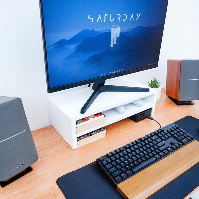 Stand Monitor / Meja Laptop / Meja Monitor Putih Ready 