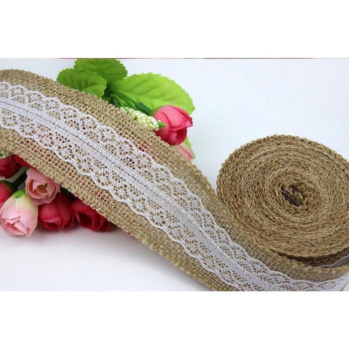 [5 Cm X 5 Yard] Pita Jute Renda / Pita Goni Rustic
