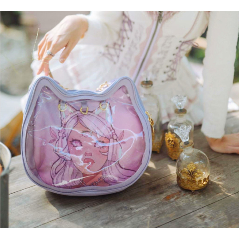 YOWU Michiko Cat Joint Headphone Itabag Bluetooth Headset Bag Outdoor Special Transparent Canvas Ani