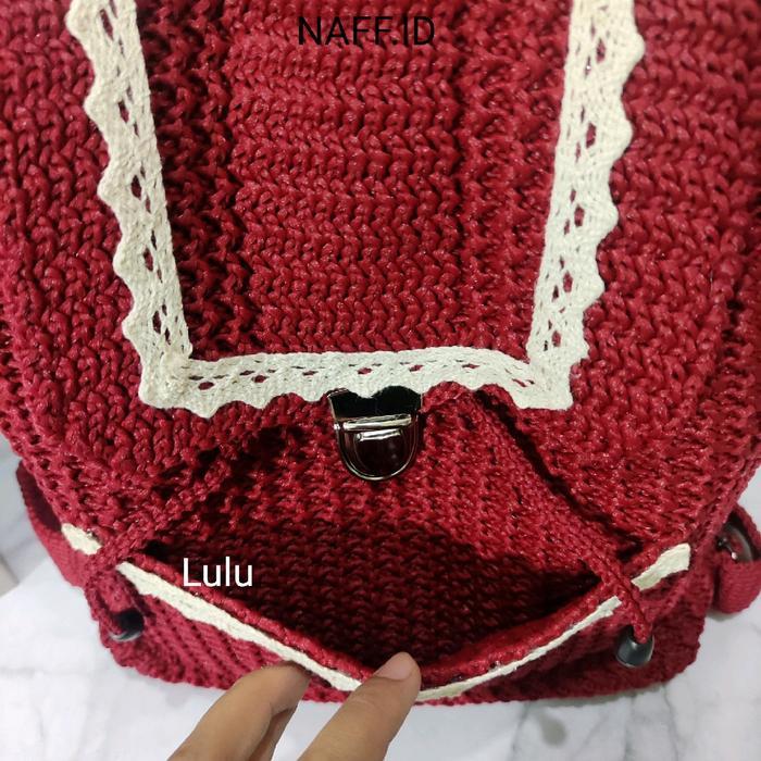 veluna- Lulu Tas Ransel Renda Bahan Rajut Ukuran Besar