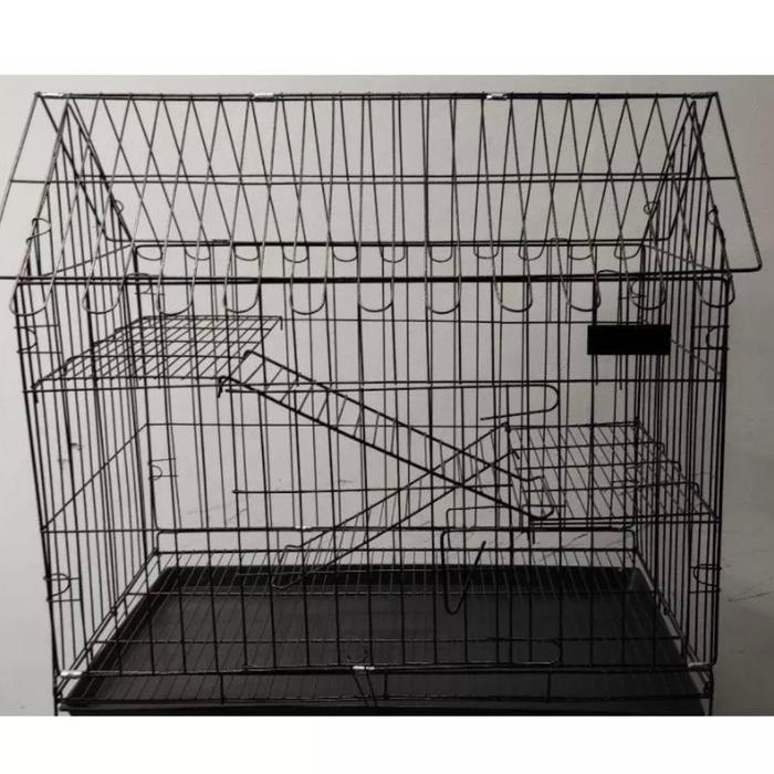 KANDANG KUCING ATAP RUMAH 75CM + RODA BESI