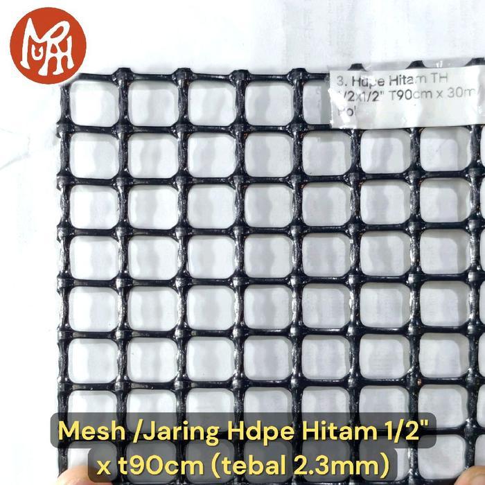 Slat Ram Jaring Mesh Plastik Hdpe Kotak 1/2" Hitam Black Lebar 90Cm Atau 120Cm Original