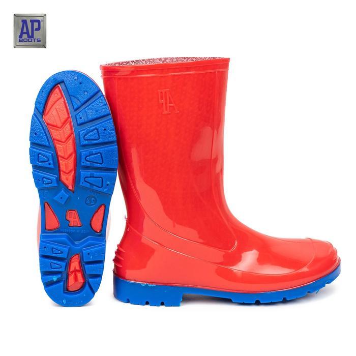 Sepatu Boot Anak Ap Boots 2001 Merah Biru - Sepatu Boot Karet Kaki Kids Original