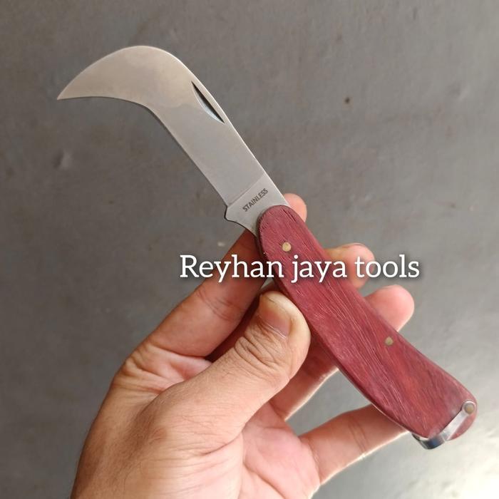 Ready Pisau Lipat Okulasi Sands Gagang Kayu-Pisau Lipat