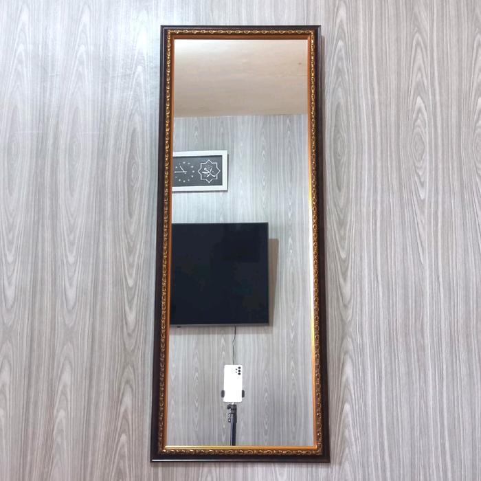 Cermin Rias,Cermin Dinding Ukir(9035)Cm Kaca Putih Gold Coklat