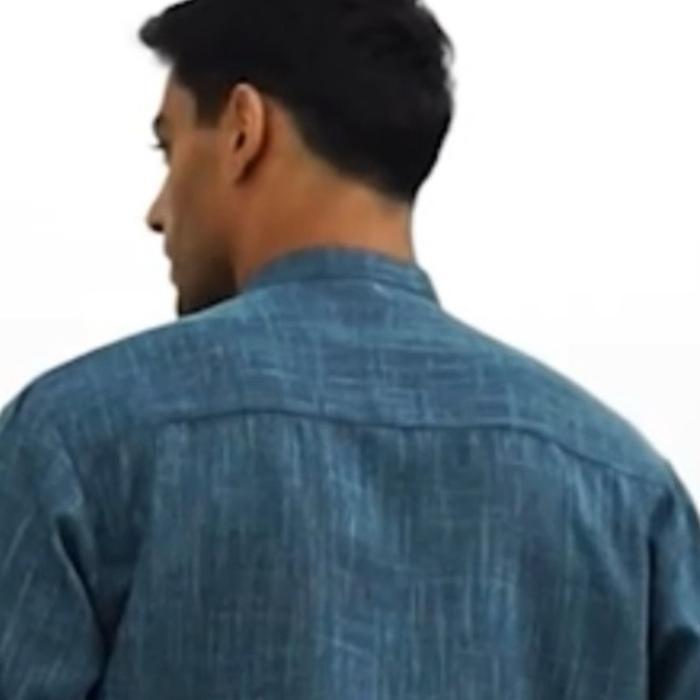 BAJU KOKO LINEN GAMSYI LMH LENGAN PANJANG POLOS KERAH MUSLIM NYAMAN PUTIH PRIA DEWASA