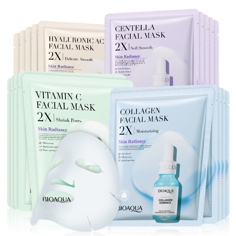 20Pcs Bioaqua Centella Collagen Face Mask Moisturizing Refreshing Sheet Masks Hyaluronic Acid Facial