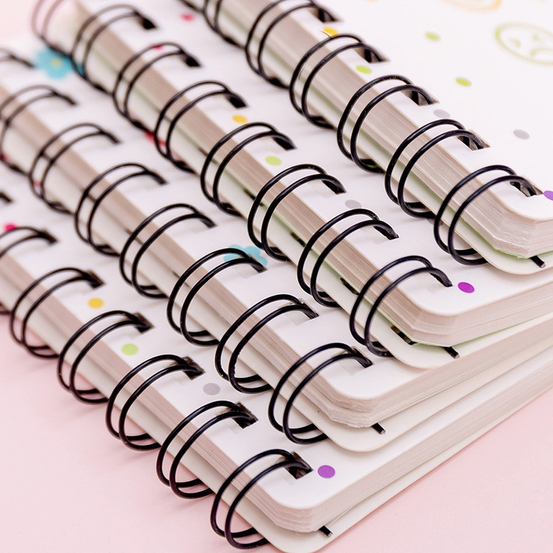 A7 Mini Spiral Notebook Cartoon Cat Notepad Kawaii Personal Diary Planner Horizontal Line Notebook S