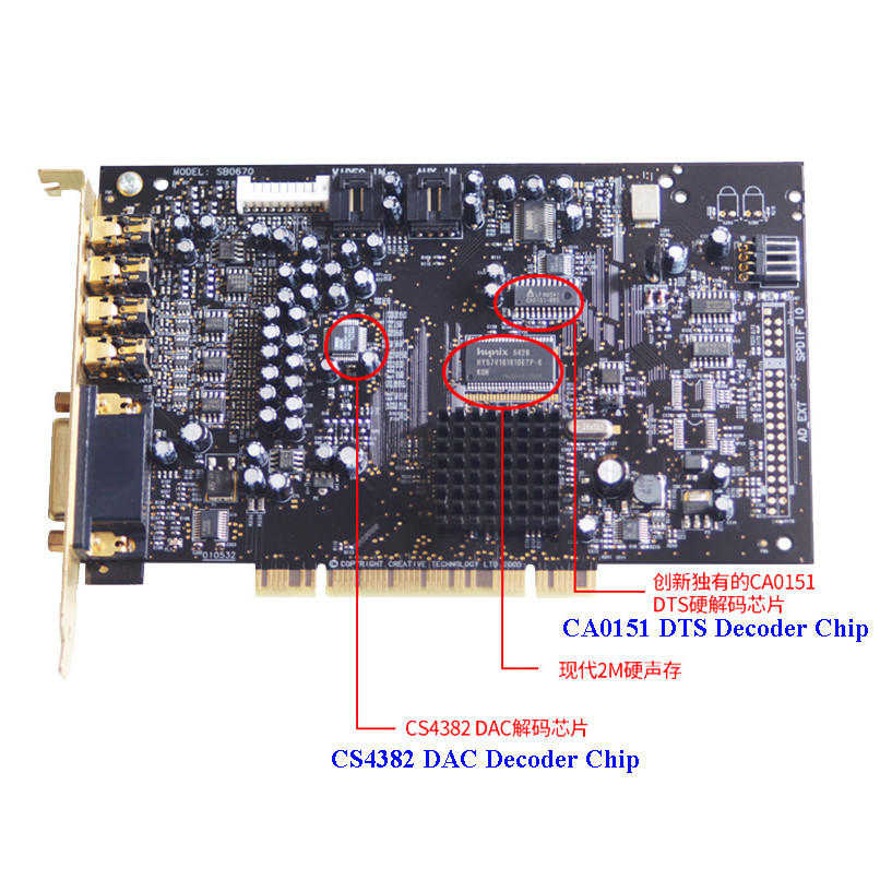 Creative SB0670 X-Fi Sound Blaster Sound Card Internal PCI 24bit DTS Decoding Music Movie Games
