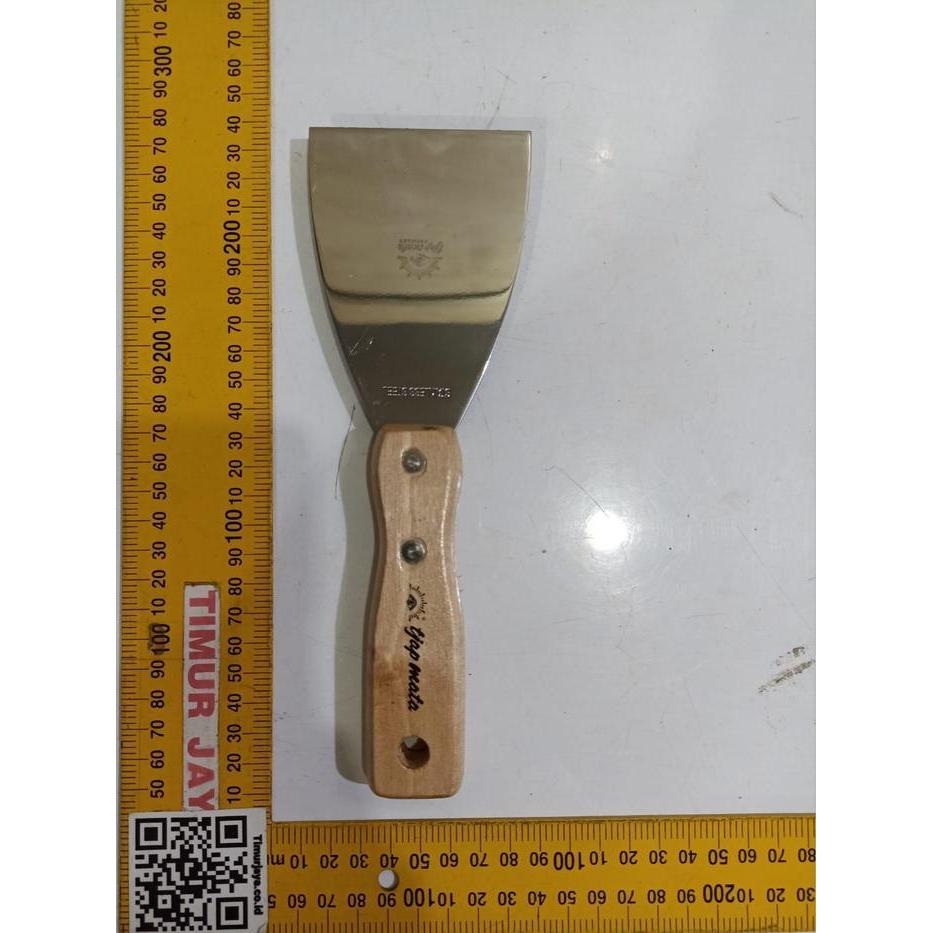 b44i- Tjap Mata 3 Inch Stainless Asli Kape Gagang Kayu Scraper Skrap