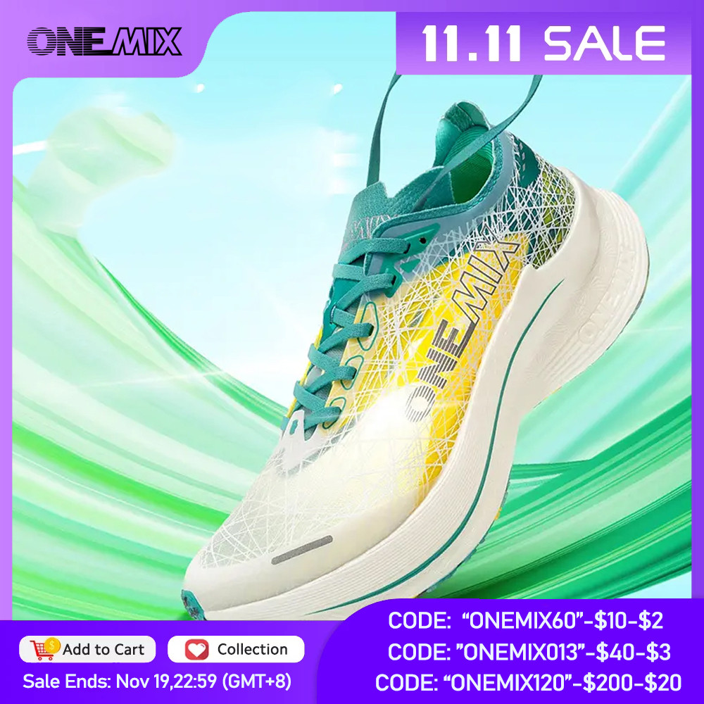 Onemix Marathon Carbon Plate Running Shoes Shock Absorption Ultra-Light Sports Shoes Rebound